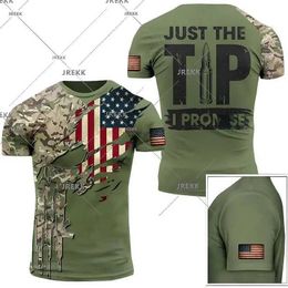 Tactical T-shirts American fitness enthusiast mens T-shirt camouflage retro sports T-shirt 3D skull print T-shirt tactical T-shirt 240426