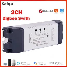 Control Zigbee 2CH Smart Switch Relay Module USB 5V AC DC 732V 85250V RF433 Receiver Timer Alexa Google Home Zigbee Tuya Relay Switch