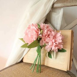 Dried Flowers 5Pcs Artificial Flower Peony Simulation Bouquets Artificial Hydrangea Fake Flower Home DIY Decoration Wedding Holding Flowers