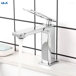 Bathroom Sink Faucets ULA Brass Basin Faucet Fixture Washbasin Water Tap Cold Mixer Simple Waterfall