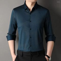 Men's Dress Shirts 2024 Twill Moisture Absorbing Breathable Shirt Business Casual Top Unique Gentleman Style Long Sleeve W5882