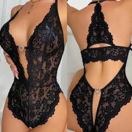 Women's Sleepwear Sexy Bodysuit For Woman Open Bra Crotchless Underwear Sexy Lingerie Lace Bodysuit Lenceria Erotic Mujer Sexi Comes Plus Size Y240426