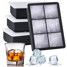 Tools LMETJMA Large Ice Cube Trays with Lids Silicone Ice Cube Square Moulds BPA Free Ice Cube Moulds for Whiskey Cocktails JT09