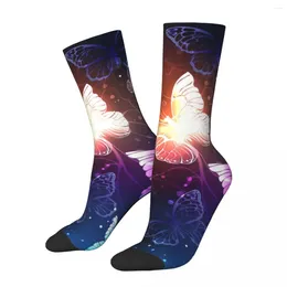 Women Socks Glowing Night Butterfly Stockings Cute Animal Design Novelty Winter Anti-Slip Lady Running Sports Comfortable