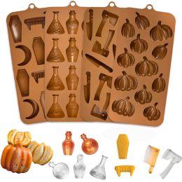 Moulds Halloween Molds Silicone Chocolate Molds Skull Ghost Pumpkin Witch Design Cake Molds Halloween Dessert Decorating Baking Tools