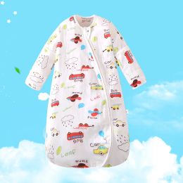 Bags Baby Sleeping Bag Thin Cotton Ushaped Onepiece Sleepsacks Four Seasons Quilted Antikick Pajamas Children Swaddle Sleep Sack