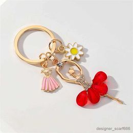 Keychains Lanyards Elegant Ballet Dancer Keychain Cute Sunflower Pendant Keyring Bag Backpack Charm Creative Gift Accessories For Women Girls