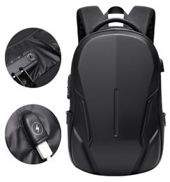 Hard shell business backpack anti theft password lock computer bag racing laptop tablet storage handbag travel USB charging port s7964113