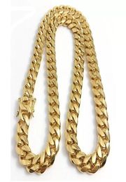 Designers necklaces cuban link gold chain chains Gold Miami Cuban Link Chain Necklace Men Hip Hop Stainless Steel Jewellery Necklace5477021