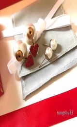 C1493 innovative design compact red heartshaped earrings exquisite cubic zirconia ear stud lovely girl size pearl eardr7211605