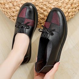 Casual Shoes Women Round Toe Bow Tie Ballet Flats Retro Loafers Slip On Light Flat Moccasins Mom Loafer