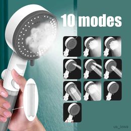 Bathroom Shower Heads New 10 Modes Bathroom Handheld High-Pressure Filtered Adjustable Shower Head One Key Stop Water Saving Portable Shower Nozzle