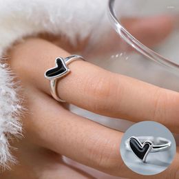 Cluster Rings 925 Sterling Silver Love Heart Open Ring For Women Girl Fashion Smooth Drop Glaze Design Jewellery Party Gift