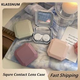 Contact Lens Accessories Portable Solid Color Contact Lenses Box Candy Color Cute Contact Lens Case with Tweezer Suction Stick Set for Travel Kit Holder d240426