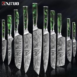 Knives XITUO 18pc Kitchen knife Set Stainless Steel Pro Chef Knives Ultra Sharp Santoku Nakiri Bread Cleaver Boning Knife Cooking Tool