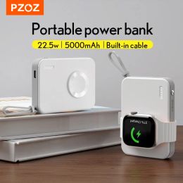 Chargers PZOZ 5000mAh Power Bank For Apple Watch Wireless Charger Magnetic Mini Portable Fast Charging For iPhone iWatch Series PowerBank