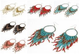 Bohemia Earring Ethnic Seed Beads Tassel Earrings Vintage Boho Ear Jewelry Boutique Women Girls Accessories 8 Designs Whole YW9991320