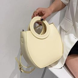 Shoulder Bags Pure Colour PU Leather Atmospheric Hand Bag 2024 Summer Ring Portable Women's Designer All-match Texture Messenger