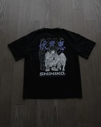 y2k Top Street retro animation short sleeve T-shirt Men summer Goth Harajuku couple fashion casual loose shirt 240424