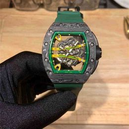 luxury Watches Men's Watch Wristwatch Wristwatches Mens Carbon Fibre Three Needle Series Rubber Belt Hollow Technology Original i N0fn 2EOX