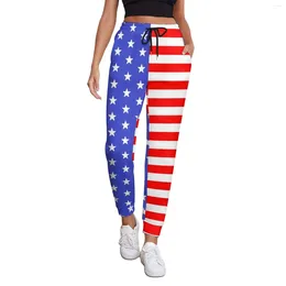 Women's Pants American Flag Woman USA Stars And Stripes Streetwear Sweatpants Spring Elegant Design Trousers Big Size 3XL