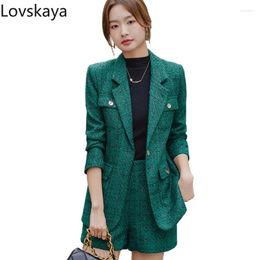 Work Dresses Two Piece Set For Office Ladies Formal Business Wear Autumn Winter Casual Skirt Suit Women Female Green Black