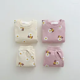 Clothing Sets 2024 Spring Autumn Baby Girls Clothes Fashion Foral Print Hoodies Pullovers Pant Suits 2PCS Children Outfits