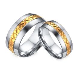 Wedding Rings For Women Men Anniversary Band Gold Color Stainless Steel Engagement Couple Lover Jewelry CZ Stones R00080WeddingWed2560994