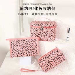 Cross-border New Product Large-capacity Cosmetic Bag European And American Leopard Print High-value Cosmetic Bag Travel Cosmetics Storage To