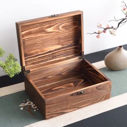 Bins Pine Solid Wood Box, Packaging Gift Box, Flip Square Storage Case, Dried Flower Present Container