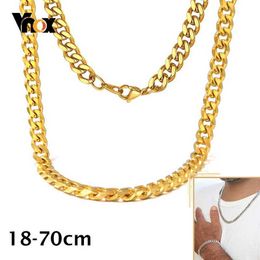 Strands Vnox Thick Miami Cuban Chain Necklace Mens Stainless Steel Metal Curled Chain Unisex Long sleeved Sweater Chain 3-11mm 240424