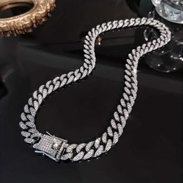 Strands Hip Hop Geometry Cuban Chain Necklace Fashionable and High Quality Hip Hop Rhinestone Necklace Bracelet Jewellery Gifts 240424