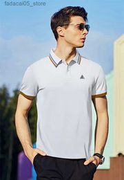 Men's T-Shirts Mens lapel business shirt spring/summer fashionable casual short sleeved sports quick drying and breathable POLO T-shirt Q2404261