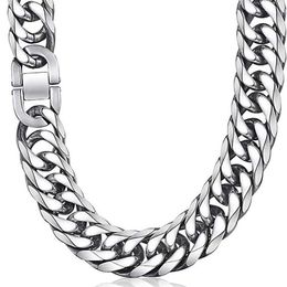 Strängar herrhalsband rostfritt stål långt halsband Hip Hop Cuban Link Mens halsband smycken Mens tillbehör grossist 240424