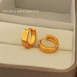 Gold Diamond Design Charm Earring Genuine Gold High-end Circular Earrings with carrtiraa original earrings