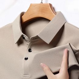 Men Polo Shirt Business Autumn Tshirt Long Sleeve Casual Male Polo Shirt Fit Slim Korean Clothing Button Shirts 240412