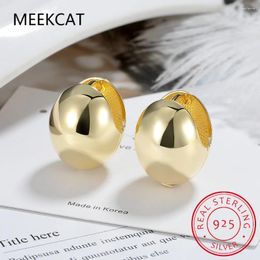 Hoop Earrings 925 Sterling Silver Vintage Oval Earring For Women Trendy Smooth Egg Jewellery Prevent Allergy Party Accessories Gift