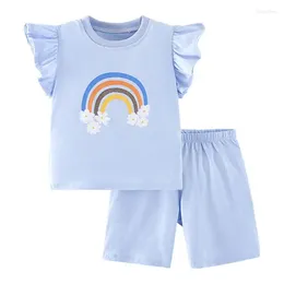 Clothing Sets Girls' Clothes Soft Cute Cartoon Print Kid Skin-friendly Breathable Cotton Suit Casual T-shirts Shorts Kit