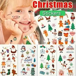 Tattoo Transfer Christmas Tattoo Stickers Environmentally Friendly High Safety Children Cartoon Tattoos Sticker Temporary Body DIY Decoration 240427