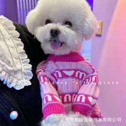 Sweaters Pet Dog Clothes Letter Sweaters for Dogs Clothing Cat Small Min Knitting Winter Pink Fashion Girl Chihuahua Pet Products 2022