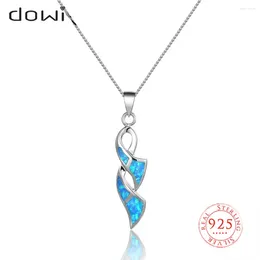 Chains 925 Sterling Silver Simple Geometry Opal Pendant Necklace For Women Collar Fine Jewellery Gifts