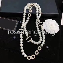 20Style Charm Women Pendant Designer Letter Necklace Pearl Chains Brand Crystal Necklaces 18k Gold Stainless Steel Choker Wedding Jewellery Accessories Gifts