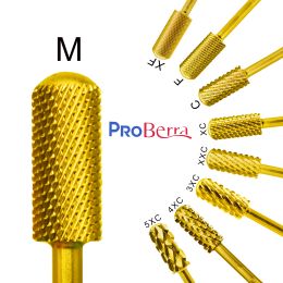 Bits NAILTOOLS 5.35 Small Round Top barrel Gold Carbide Manicure Nail drill bit File Accessories 8 different