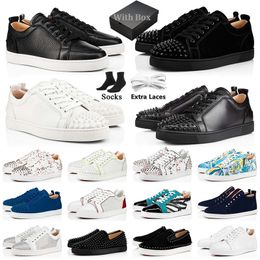 With Box High quality Casual Shoes Red Sole Leather mens womens Fashion Sneakers designer shoes Suede Studded Spikes green black white outdoor trainers luxury 35-48
