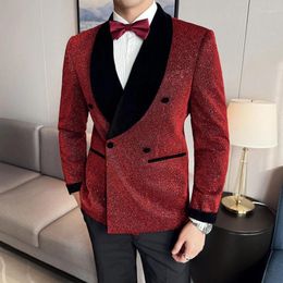 Men's Suits Double-breasted Suit Fashion Leisure Casual Tuxedo Boutique Business Solid Colour Slim Fit Blazers Jacket Dress
