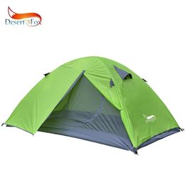 Desert Fox Backpacking Tent 2 Person Aluminum Pole Lightweight Camping Tent Double Layer Portable Handbag for Hiking Travelling 240425