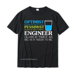 Shirts Funny Engineer Optimist Pessimist Glass Tshirt Hot Sale Unique T Shirt Cotton Men's Tops Shirt Normal