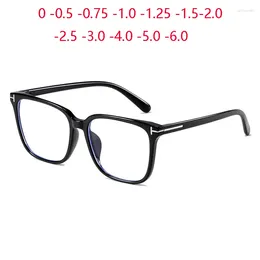 Sunglasses Anti Blue Rays Square Myopia Spectacles Women Men TR90 Student Oversized Prescription Glasses With Cylinder 0 -0.5 -0.75 To -6.0