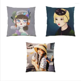 Pillow Decoration Home Beautiful Girl Throw Covers Chinese Sofa Cover 45x45 Sigle Living Room Portrait E0526