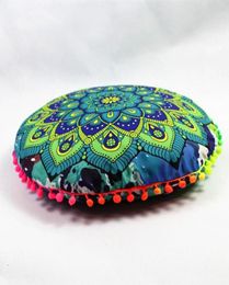 25 Mandala Flower Floor Pillow Cover Ornament Round Bohemian Meditation Cushion Feather Colourful Pillowcase Sofa Case22032788976384